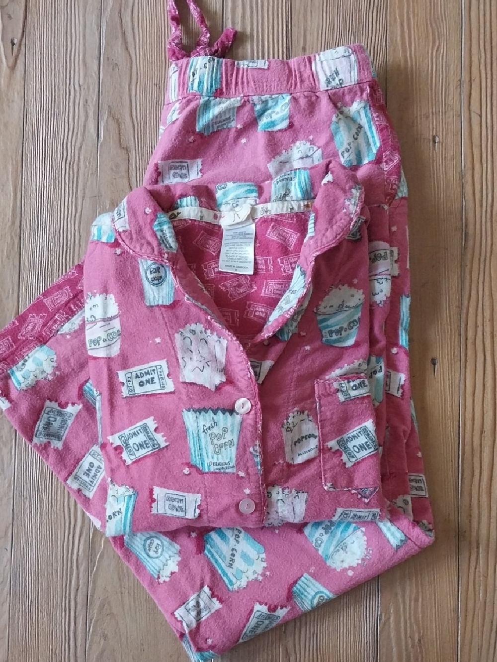 munki munki Pink Popcorn & Tickets Pajama Set
